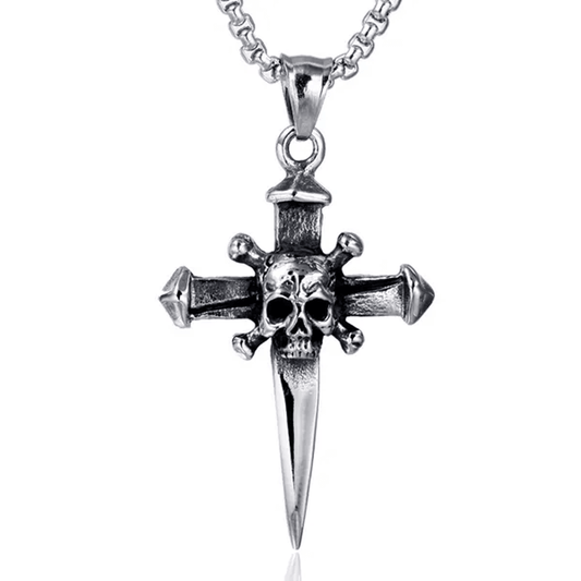 Men's Skull Cross Biker Necklace