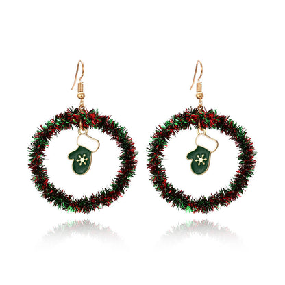 Christmas Earrings Handwoven Personality Christmas Tree Sika Deer Earrings Ornaments