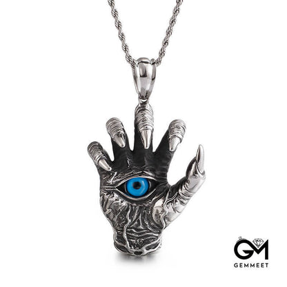 Devil's Hand Dragon Claw Blue Eye Necklace