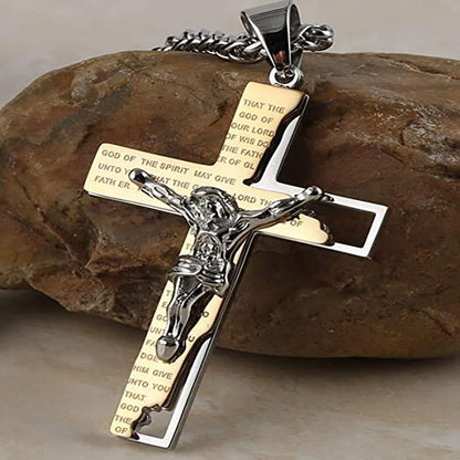 Men's Stainless Steel Cross Prayer Necklace