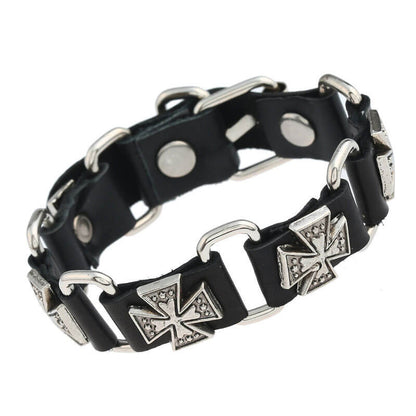 Trendy Punk Style Cowhide Bracelet Leather Link Combination Bracelet