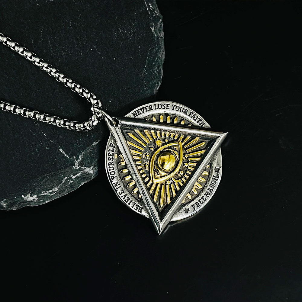 Vintage Men's Devil's Eye Pendant Necklace