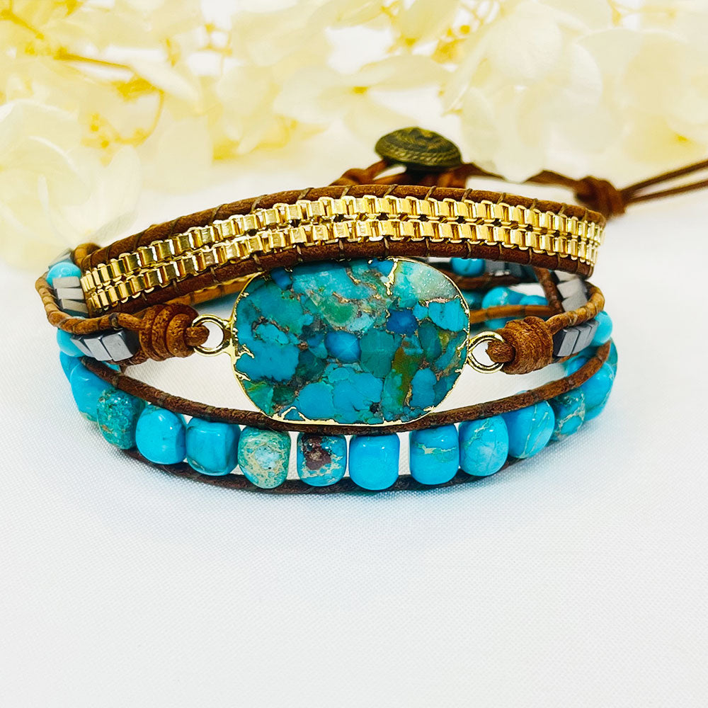 Woven Five-layer Turquoise Bracelet