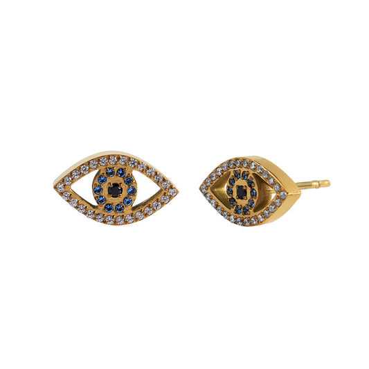 Hollow Evil Eye Full Stones Stud Earrings