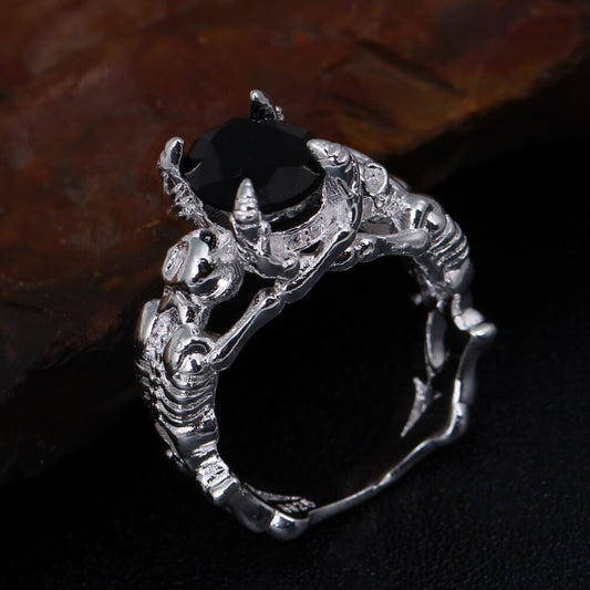 Halloween Skull Black Zircon Ring