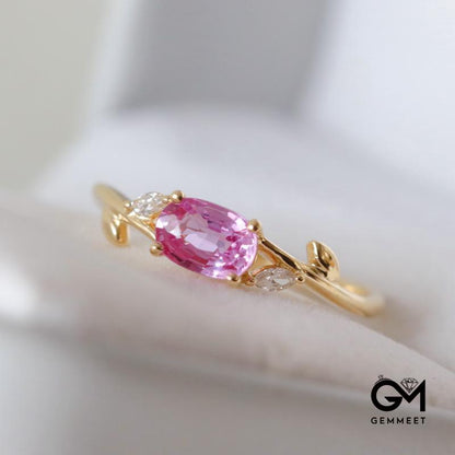 Light Luxury Gold Plated Pink Zircon Ring