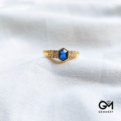 Dark Blue Zircon Shield Ring