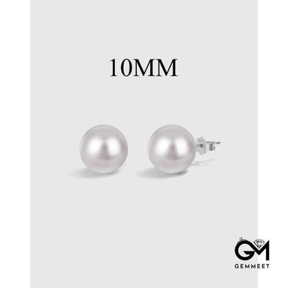 White Simple Design Exquisite 10MM Pearl Earrings