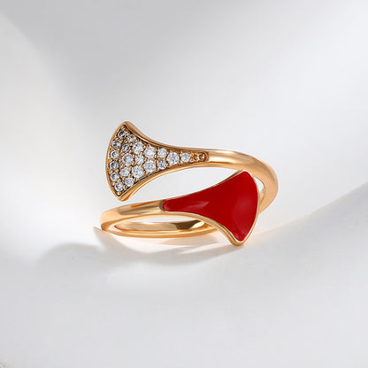 Light Luxury Fan-shaped Retro Temperament Zircon Ring