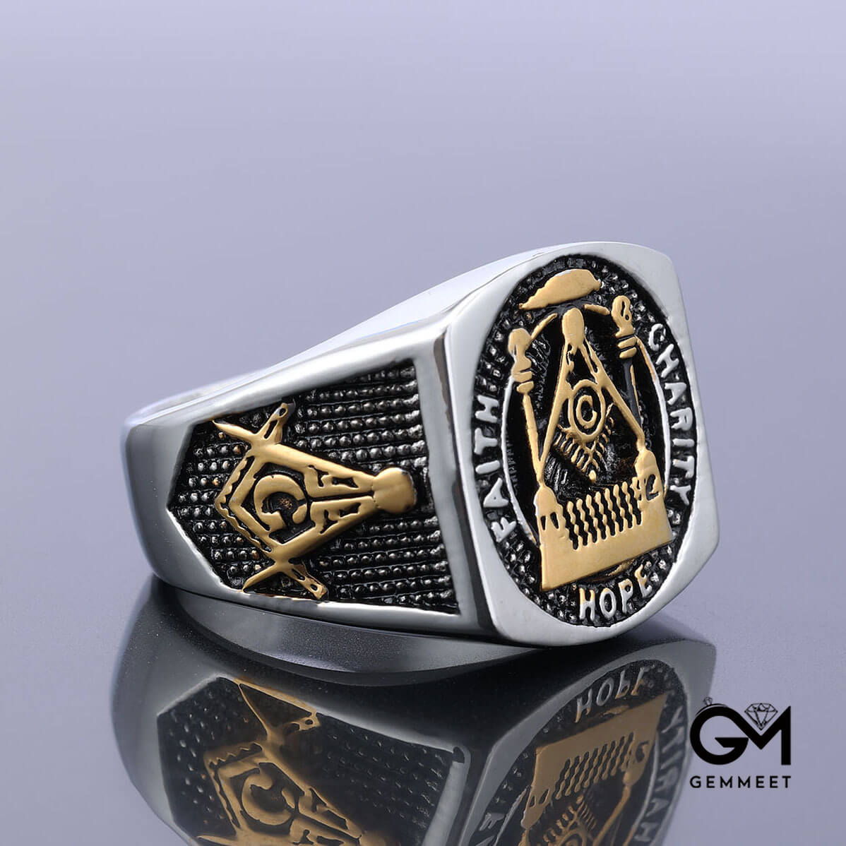 Stainless Steel AG Masonic Ring