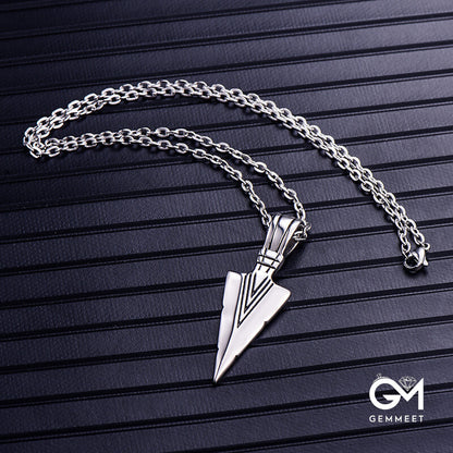 Stainless Steel Cast Arrow Triangle Spearhead Necklace