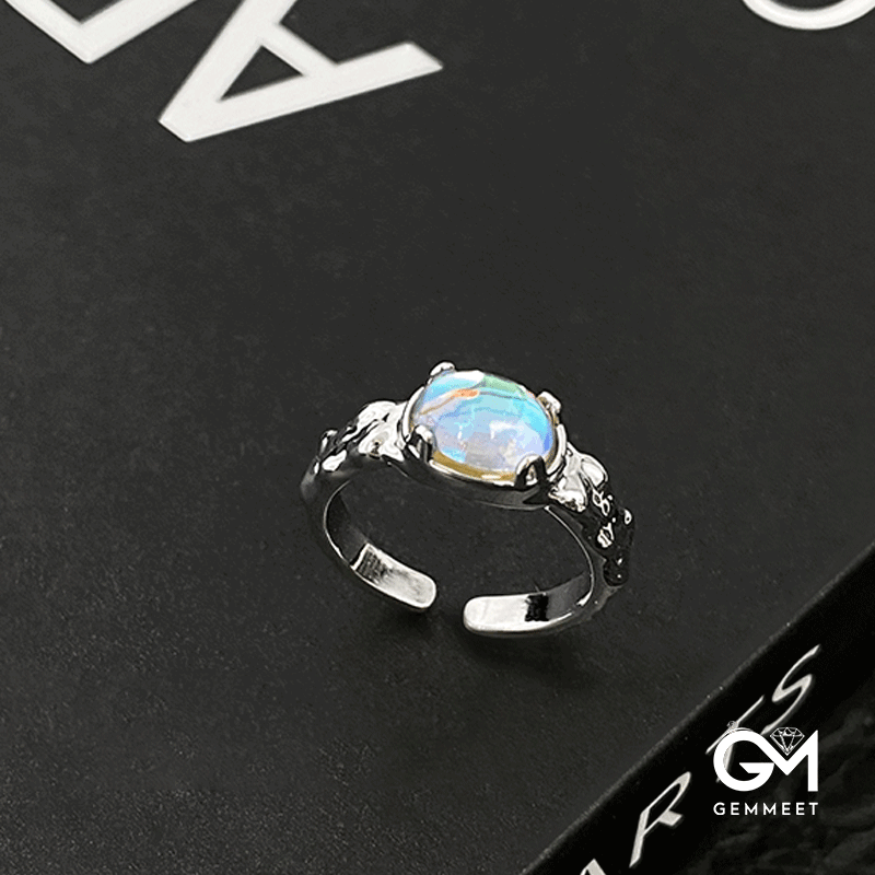 Simple Temperament Opal Open Ring