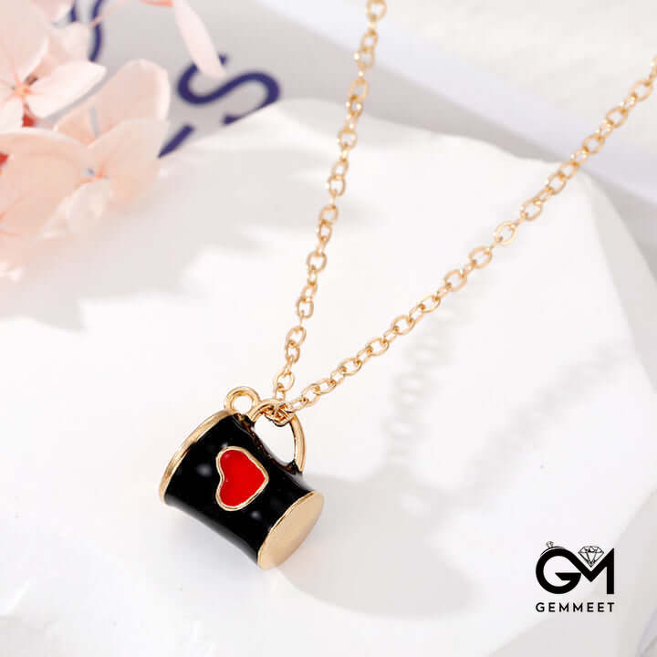 Creative Cute Colorful Heart Cup Necklace