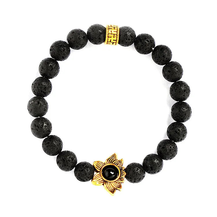 Lava Stone Lotus Bracelet