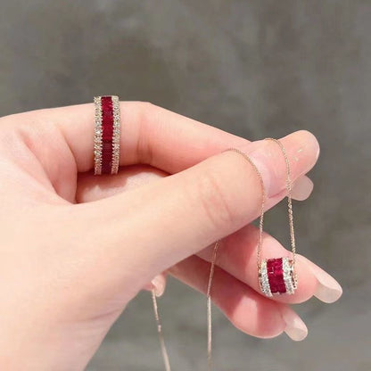 Transfer Bead Ruby Necklace