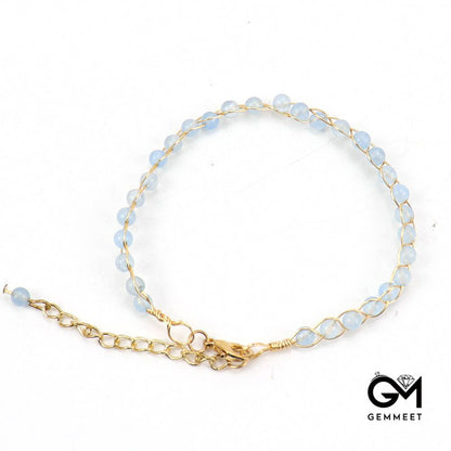 Gold Wrapped Agate Bead Adjustable Bracelet