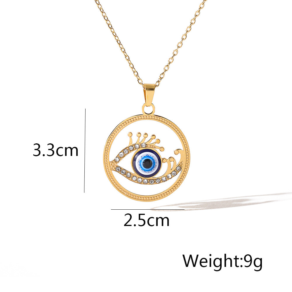 Evil Eye Hollow Pendants Necklace