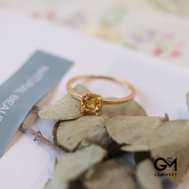 Vintage Gold Plated Citrine Court Ring