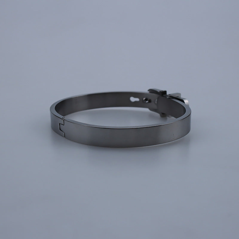 Stylish Simple Belt Buckle Stainless Steel Men's Bracelet