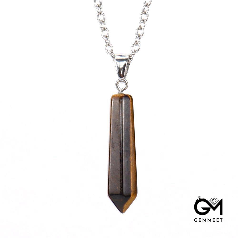 Tiger Eye Hexagon Pointy Cone Necklace