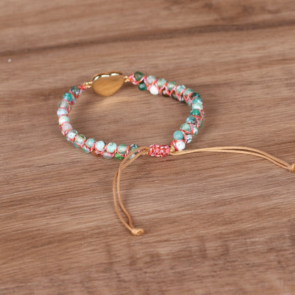 Heart-Shaped Double Woven Turquoise Bracelet