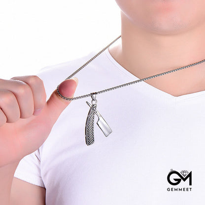 Men's Barber Razor Necklace