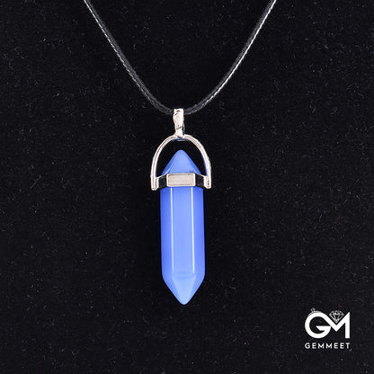 Synthetic Crystal Bullet Quartz Point Pendant