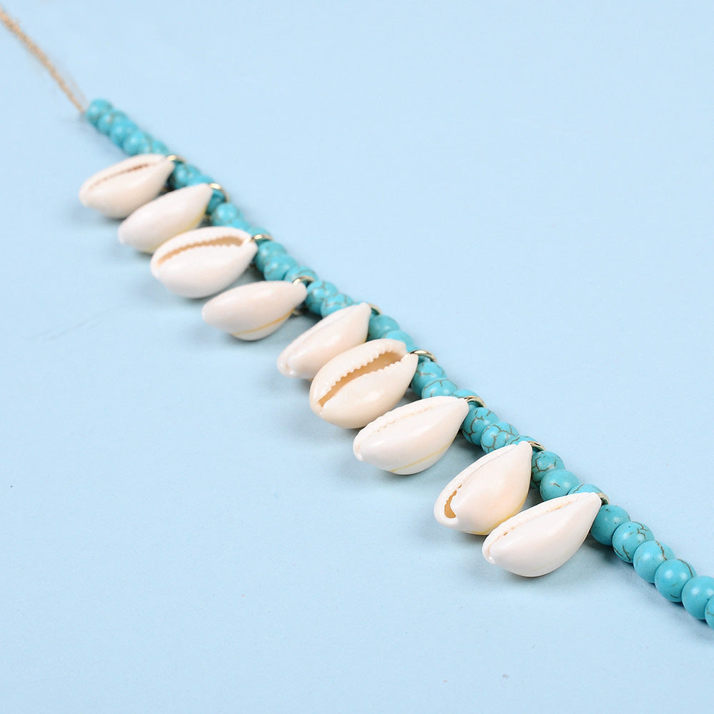 Bohemia Turquoise Crystal Shell Necklace