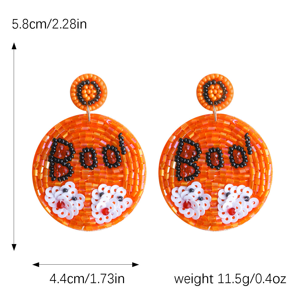 Halloween Letter Boo Ghost Funny Round Handmade Bead Earrings