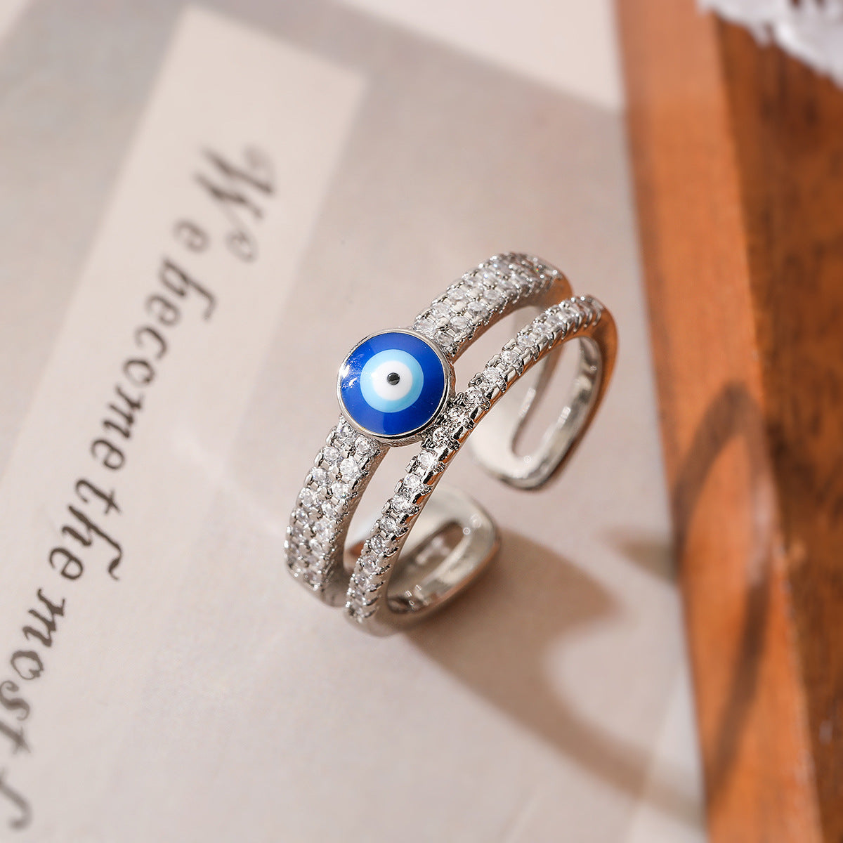 Evil Eye 2 Layers Full Stones Band Ring