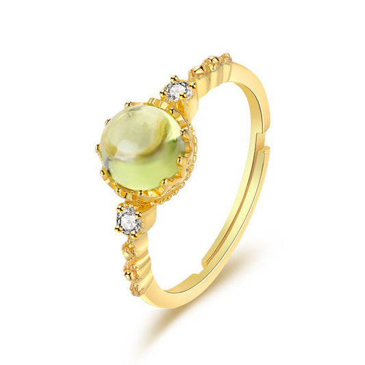 Olive Green Gold Plated Vintage Ring