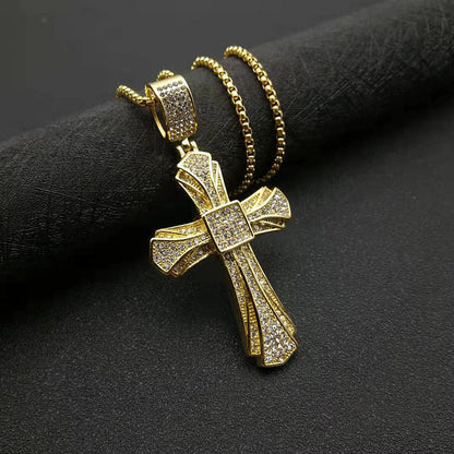 Hip Hop Full Zircon Gold Cross Pendant