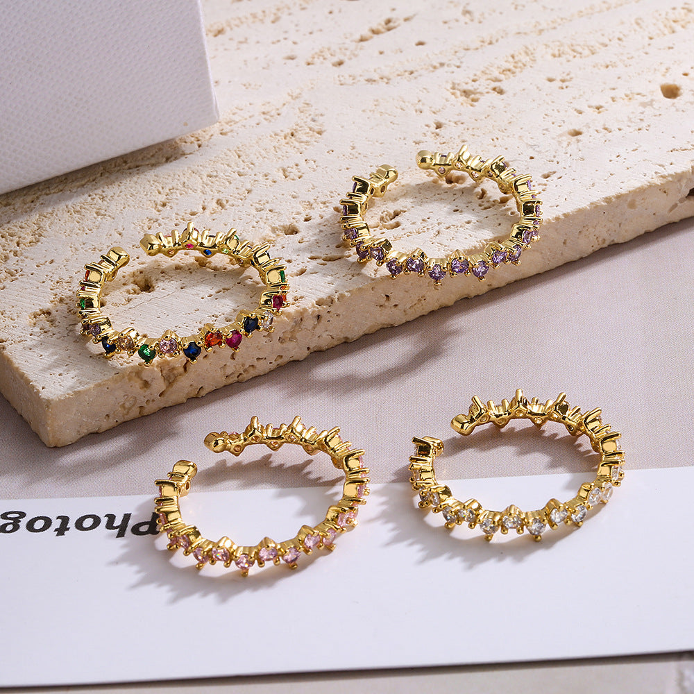 Color Stones Irregular Thin Band Ring