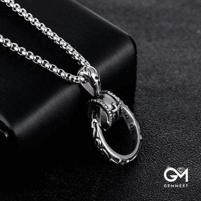 Titanium Steel Hoop Pendant Chain Necklace