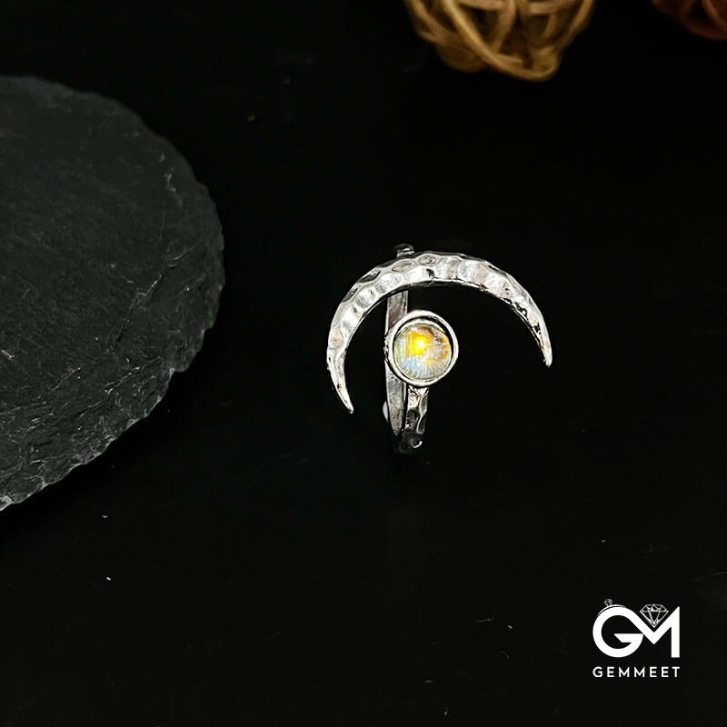 Pound The Sun Moon Moonstone Opening Ring