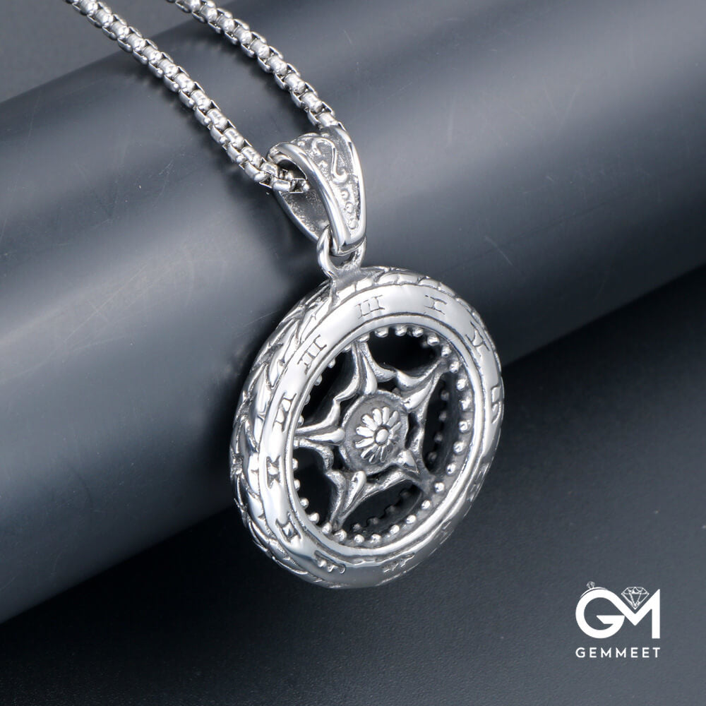 Titanium Steel Personality Wheel Punk Necklace