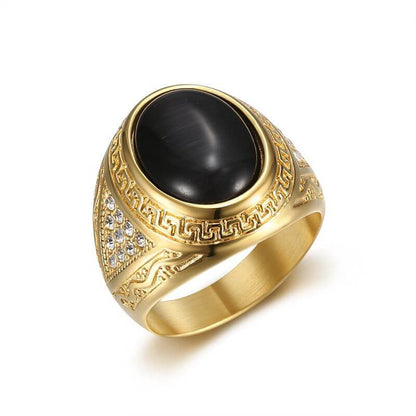 HIPHOP Gold-plated Zircon Opal Ring