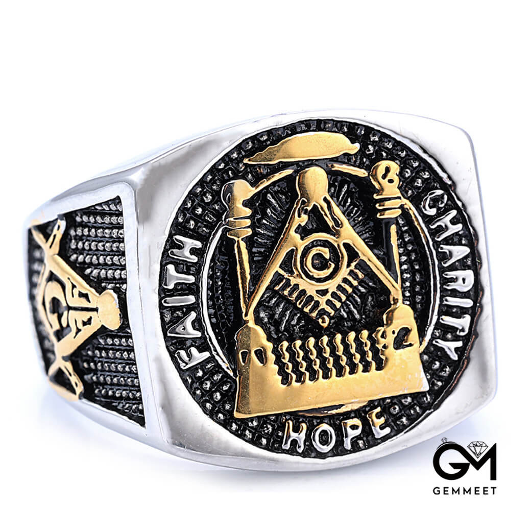 Stainless Steel AG Masonic Ring