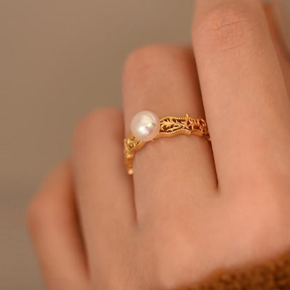 Pearl-Encrusted Adjustable Ring