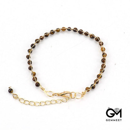 Gold Wrapped Agate Bead Adjustable Bracelet