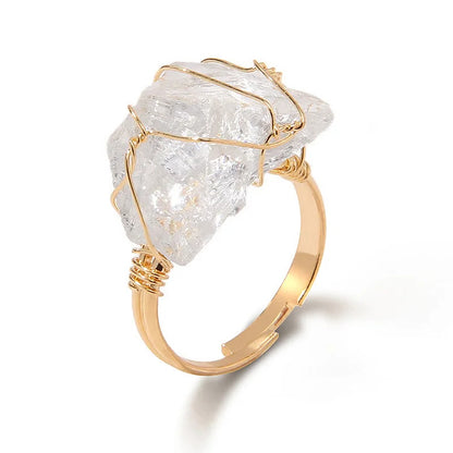 Natural Irregular Rough Wire Wrap Gemstone Ring