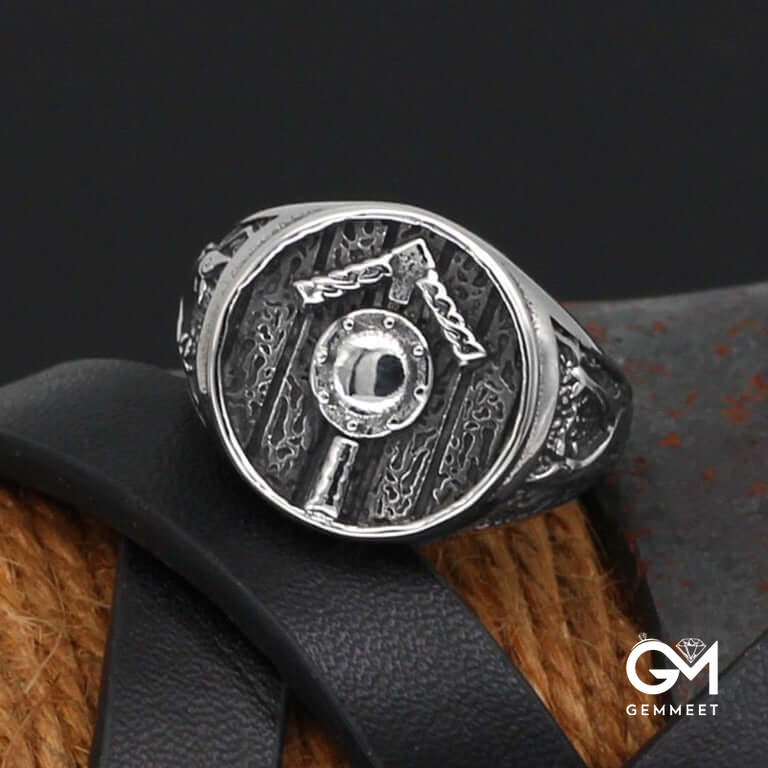 Stainless Steel Hip Hop Wind Shield Symbol Ring