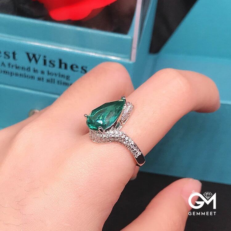 Paraiba Tourmaline Large Carat Water Drop Open Ring