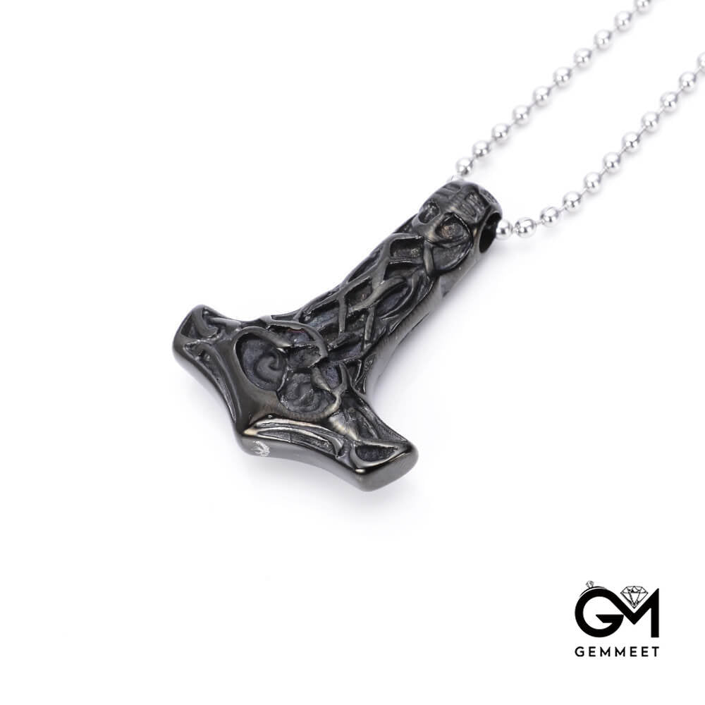 Personality Punk Thor's Hammer Black Necklace