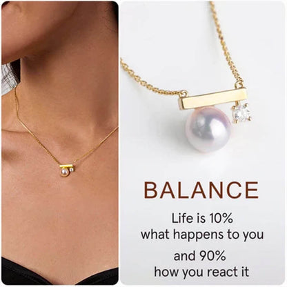 Life is 90% How You React it Pearl Balance Necklace