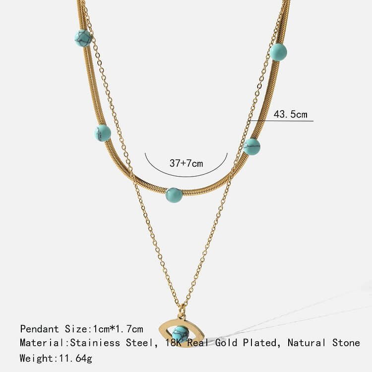 Turquoise Evil Eye Stainless Steel 18K Necklace