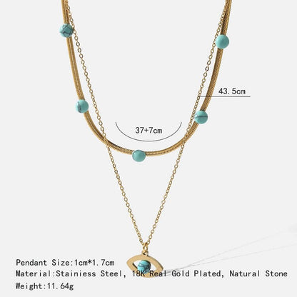 Turquoise Evil Eye Stainless Steel 18K Necklace