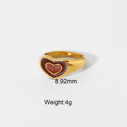 Cute Oblate Heart Shape Signet Ring