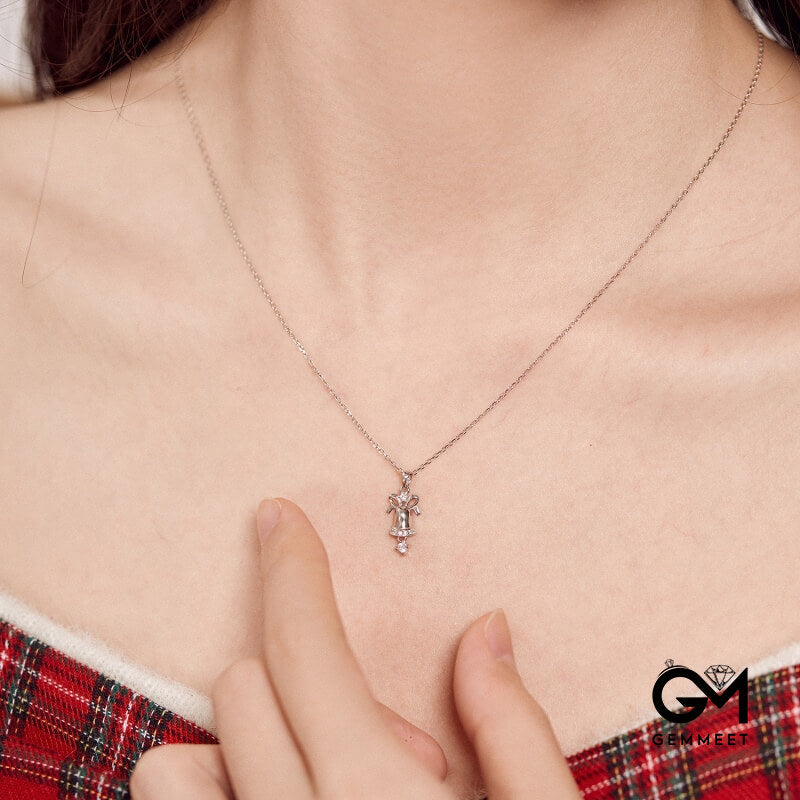 S925 Sterling Silver Christmas Bell Necklace