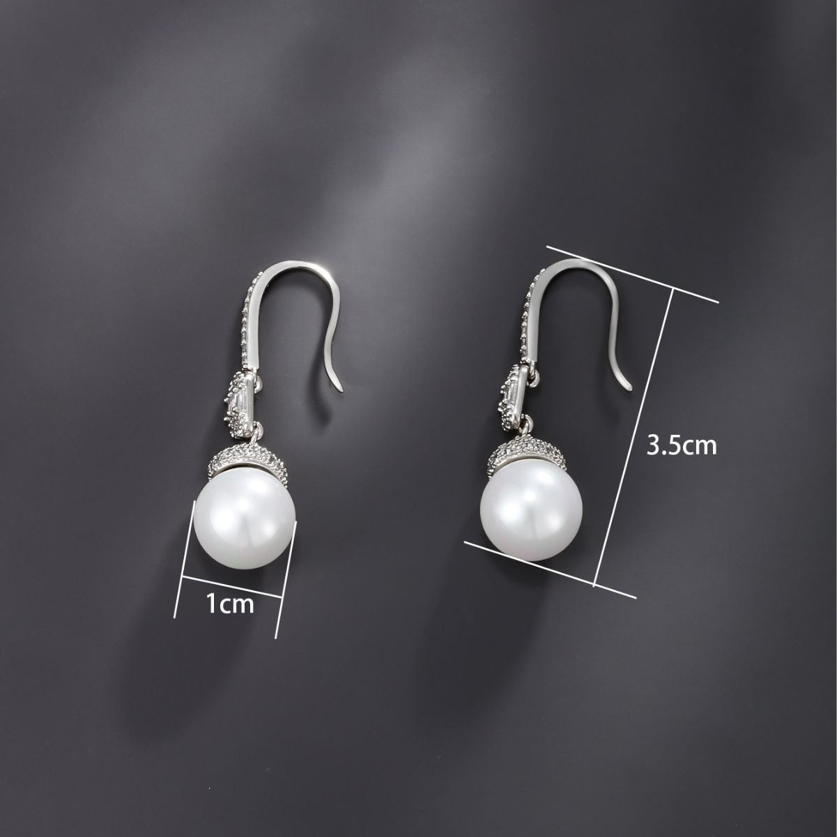 Imitation Pearl and Oyster Bead Earrings with Zirconia